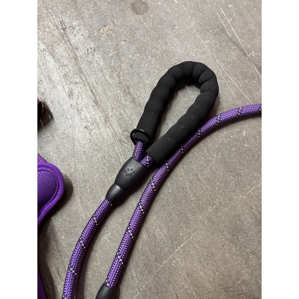 Barkbay Large Purple Dog Harness and Reflective Rope Leash Combo - Picture 2 of 7